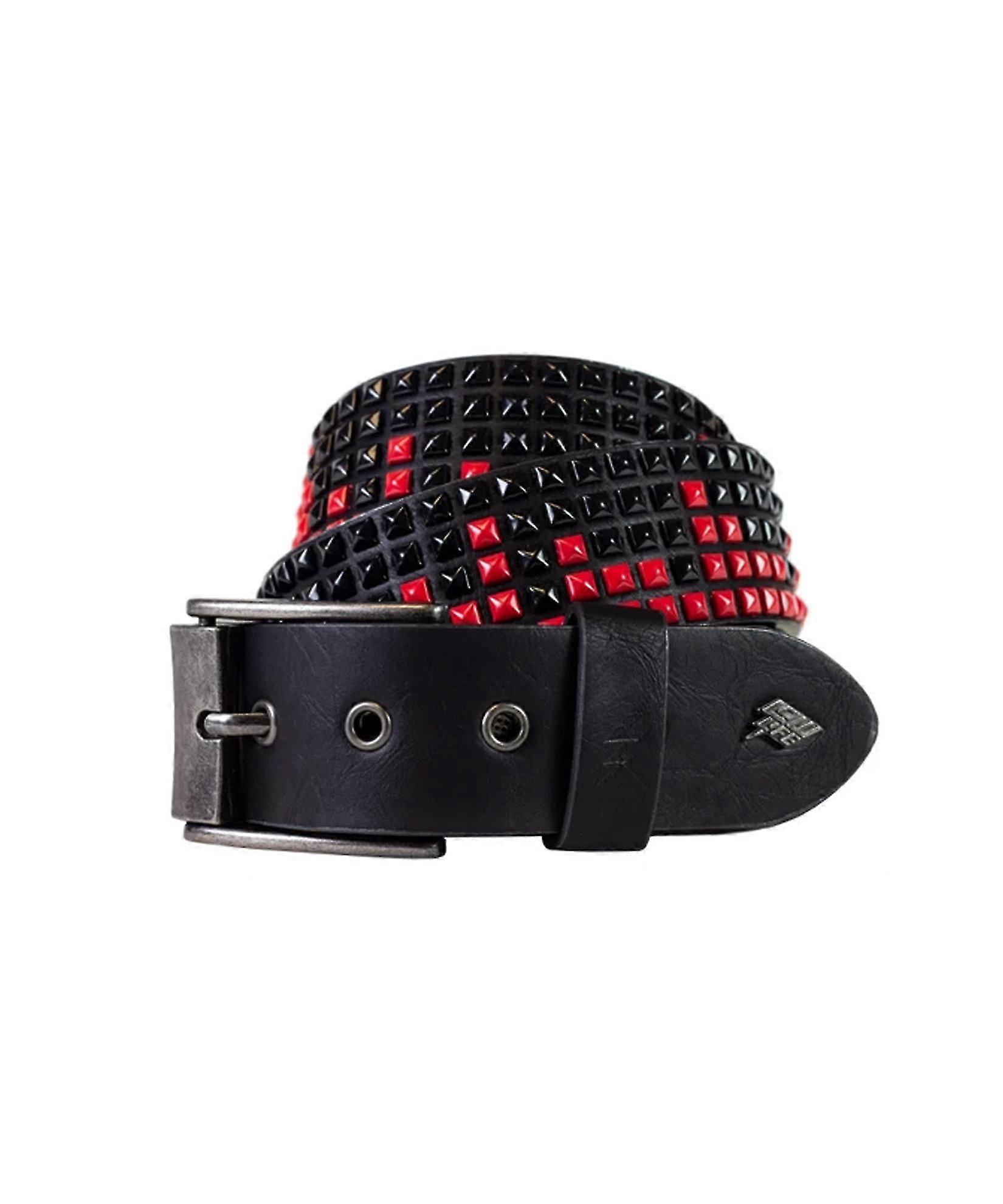 Shrink Leather Belt in Black Red