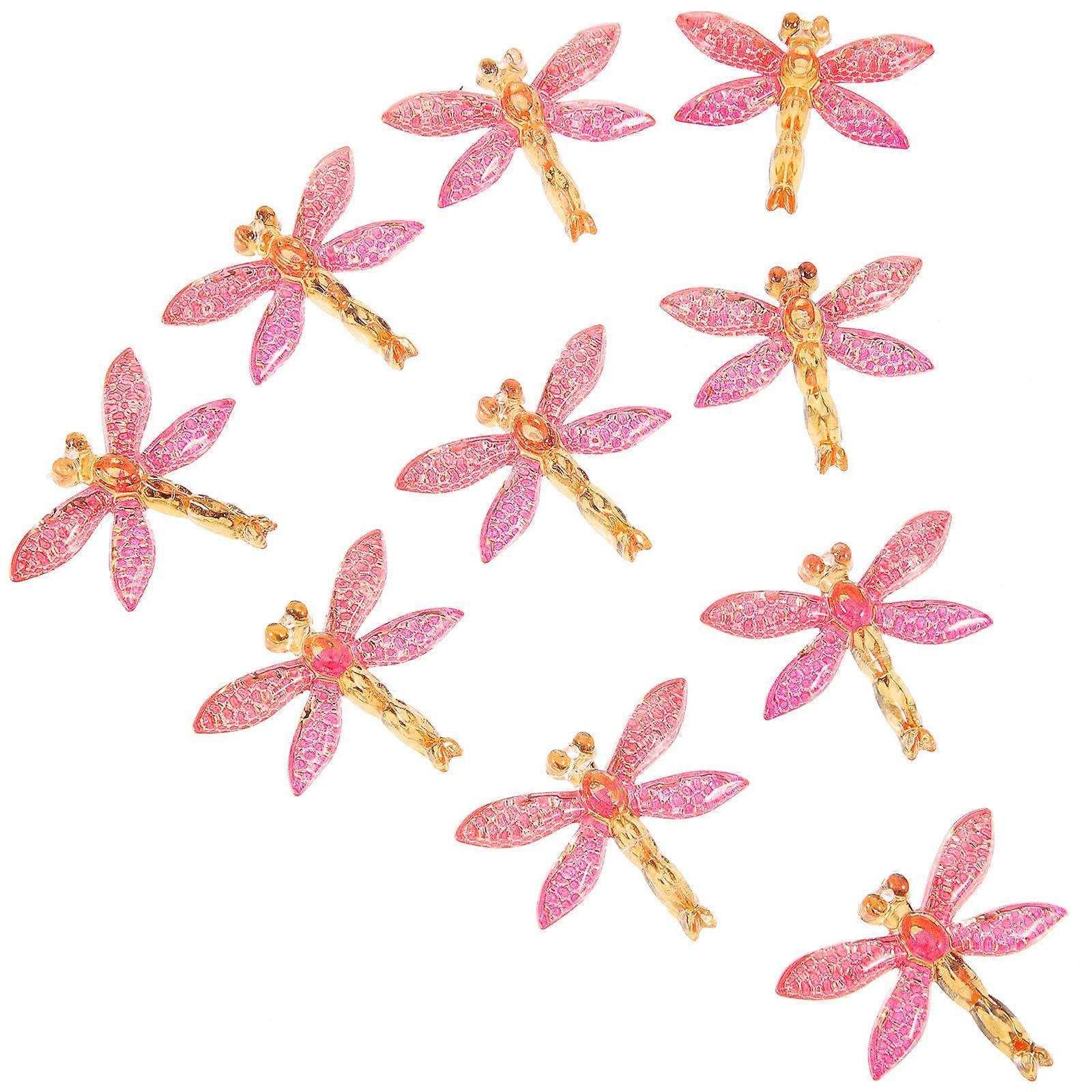 Dragonfly Charms Resin Dragonfly Charms for Bookshelf Display Plastic Red Diy Crafts 10Pcs