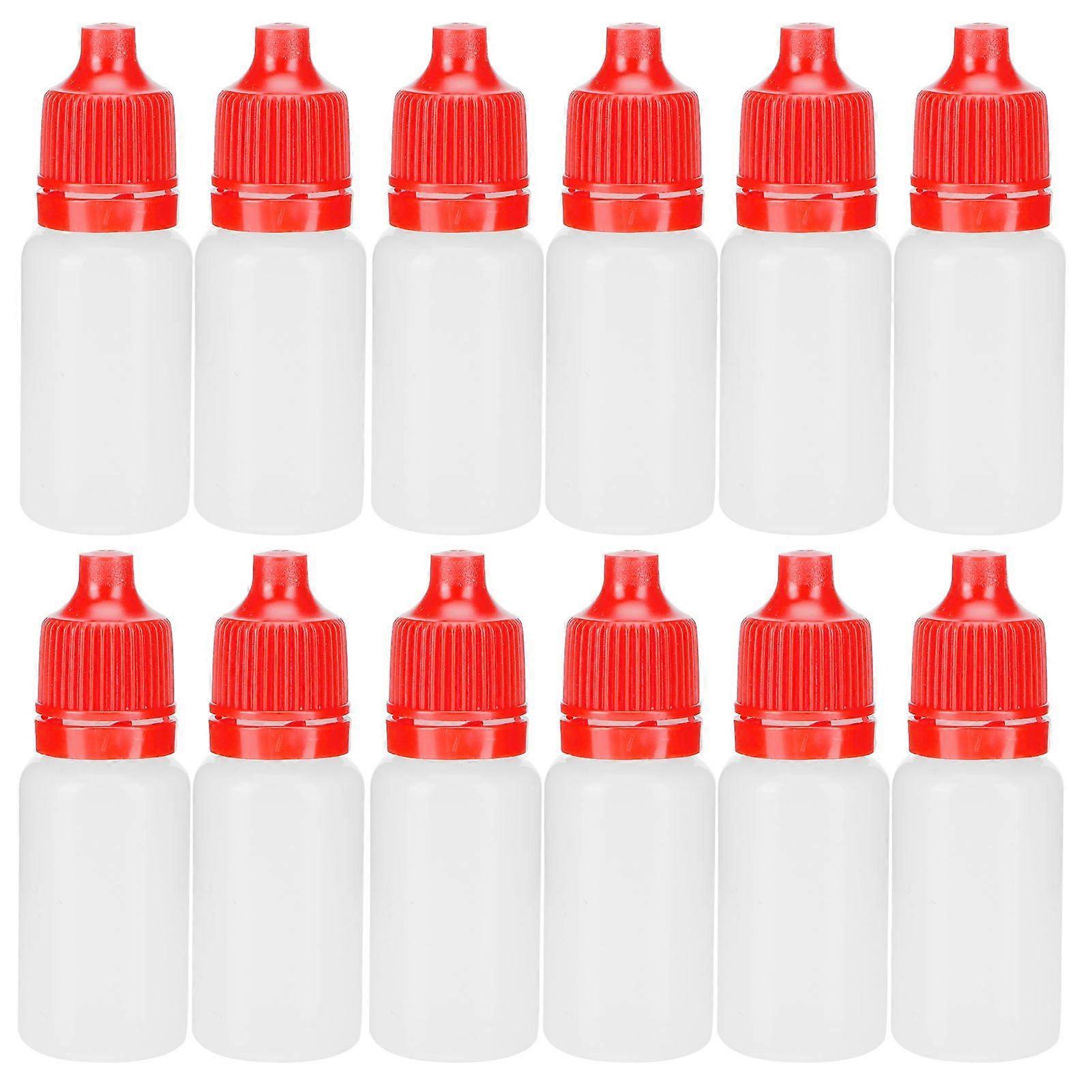 50Pcs 10ml Eye Liquid Bottle Portable Squeezable Empty Eye Drops Container with Plugs LidRed
