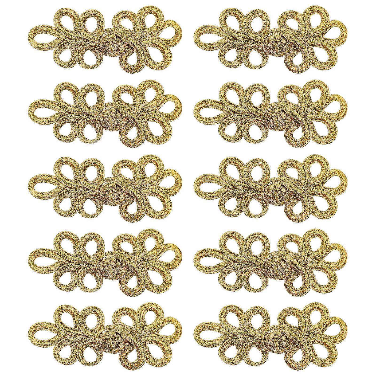 Chinese Knots Buttons Cheongsam Buttons for Clothing 10Pcs Golden Knot Loop Fastener