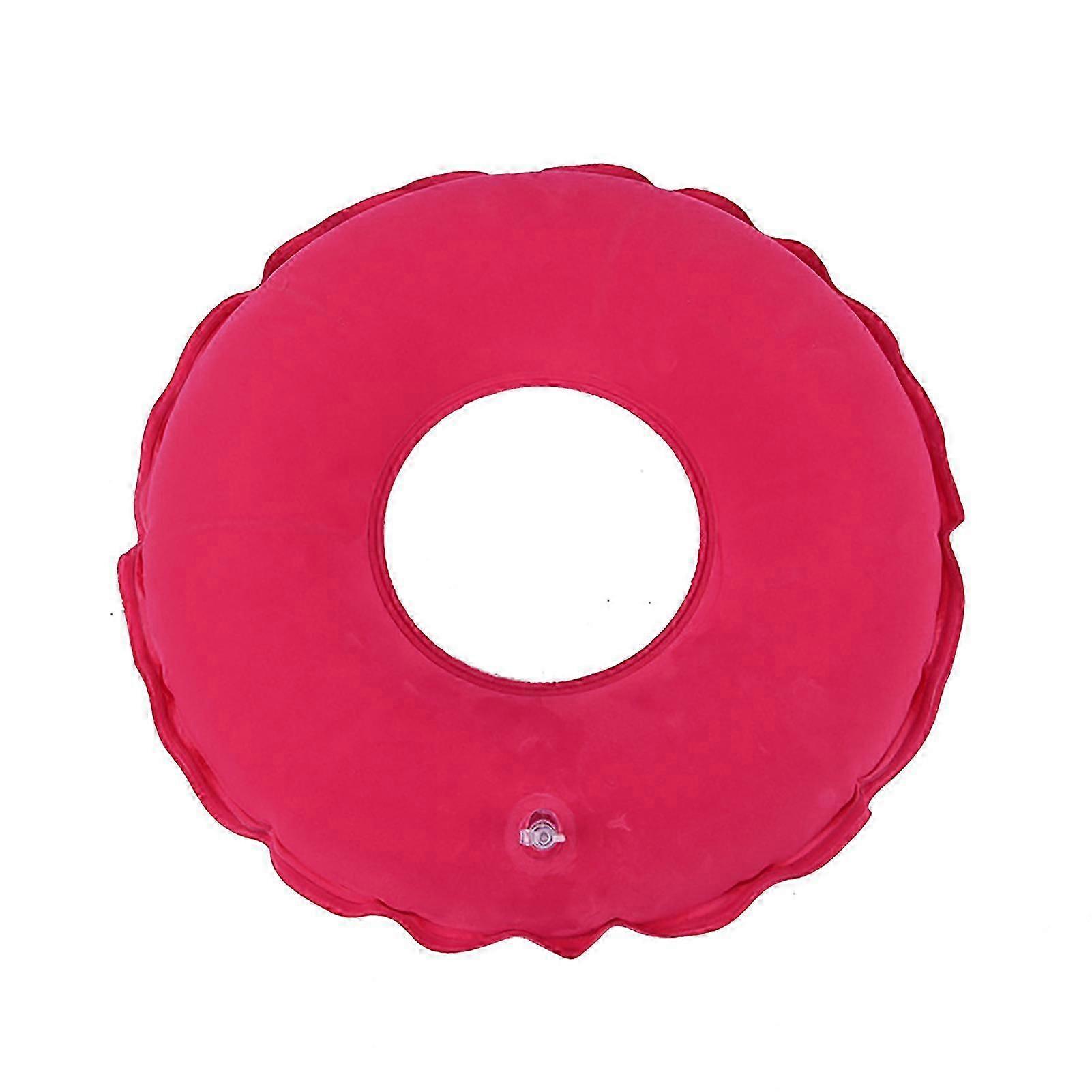 Inflatable Donut Cushion Thicken PVC Round Shape Prevent Bedsore Leakproof Wheelchair Stool Chair CushionFlocking Round Shape Rose Red