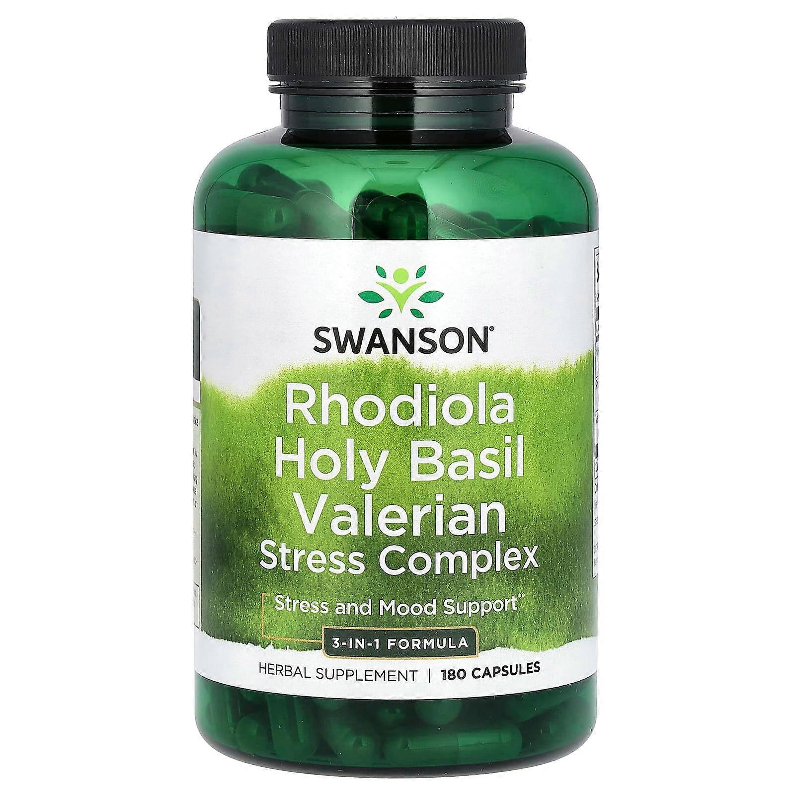 Rhodiola Holy Basil Valerian Stress Complex, 180 Capsules