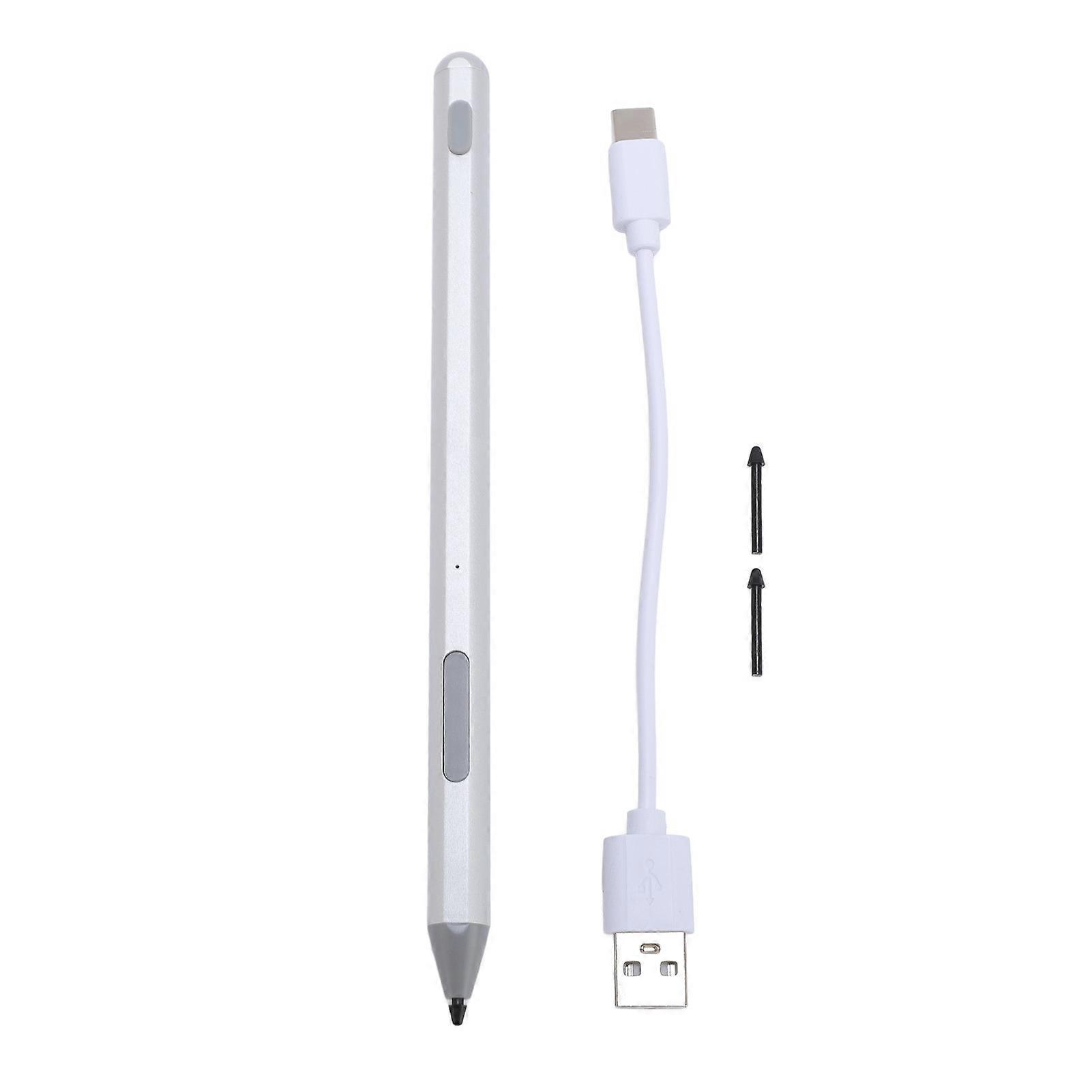 Stylus Pen with 4096 Pressure Levels Rechargeable Capacitive Pen for MPP2.0 Silver