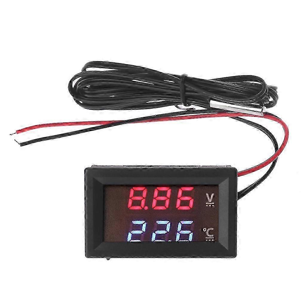 12V 24V Car Voltmeter LED Digital Display Voltmeter Panel Temperature Gauge