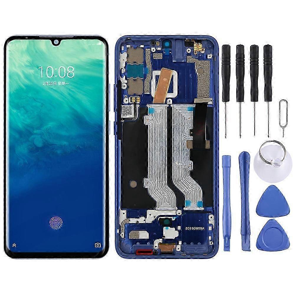 AMOLED Material LCD Screen and Digitizer Full Assembly with Frame for ZTE Axon 10 Pro (4G Version)(Blue)