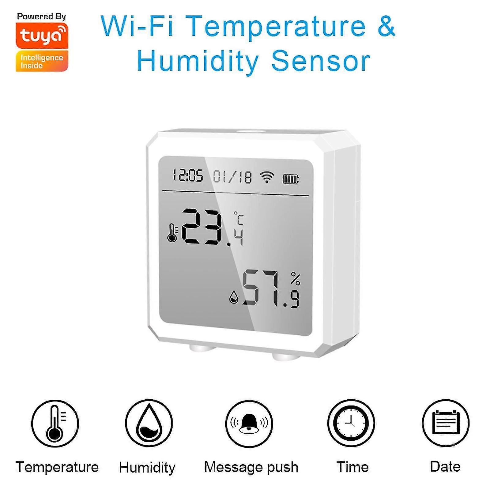 Tuya Smart WiFi Temperaturfuktighetssensor Inomhus Hygrometer Termometer APP Fjärrkontroll med