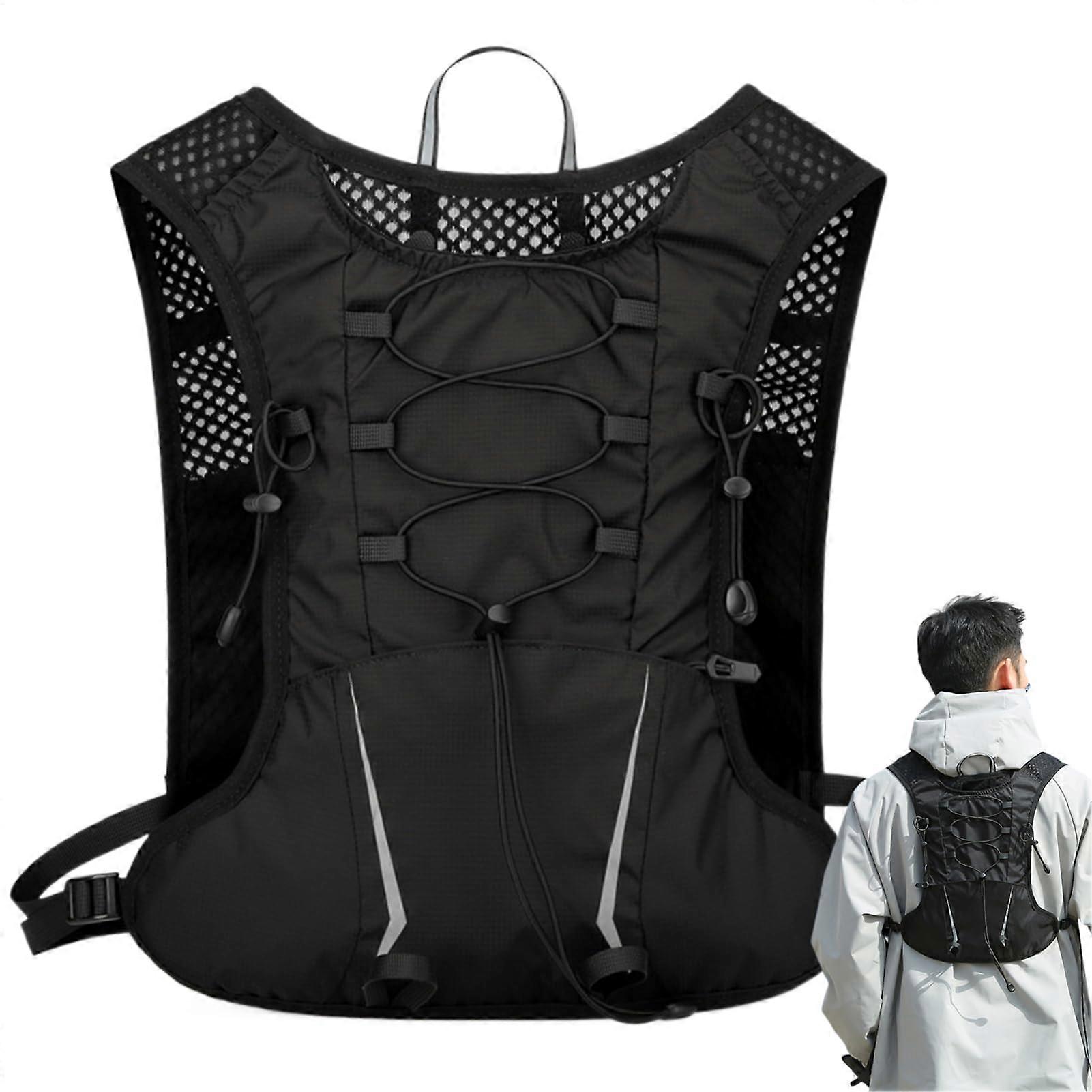 Running Backpack Water Backpack Adjustable Reflective Hydration Pack Outdoor Running Camping Cycling Men Black B