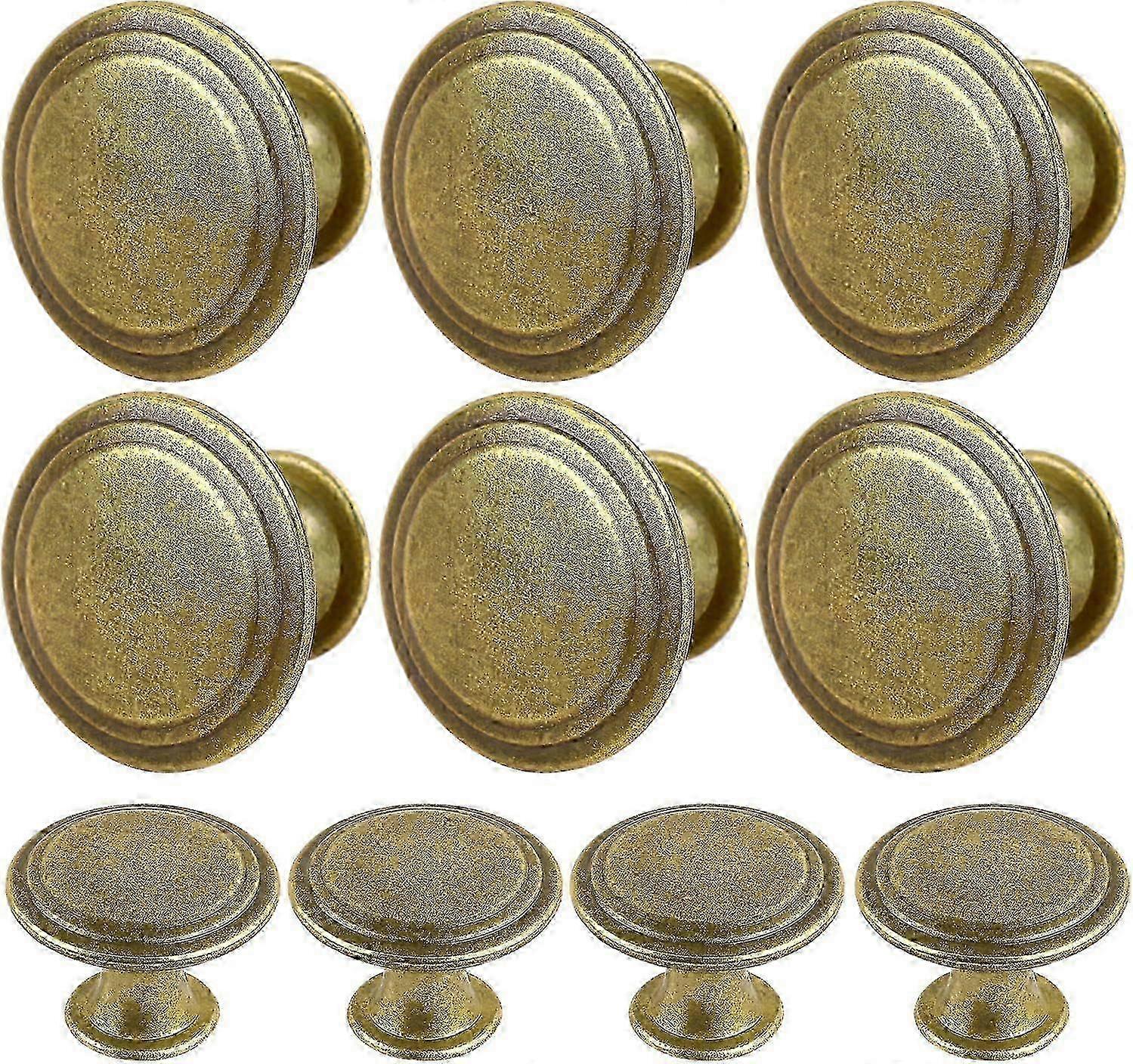 2025 Latest Model Pack of 10 Flat Round Shape Drawer Pulls Red Antique Brass miao4