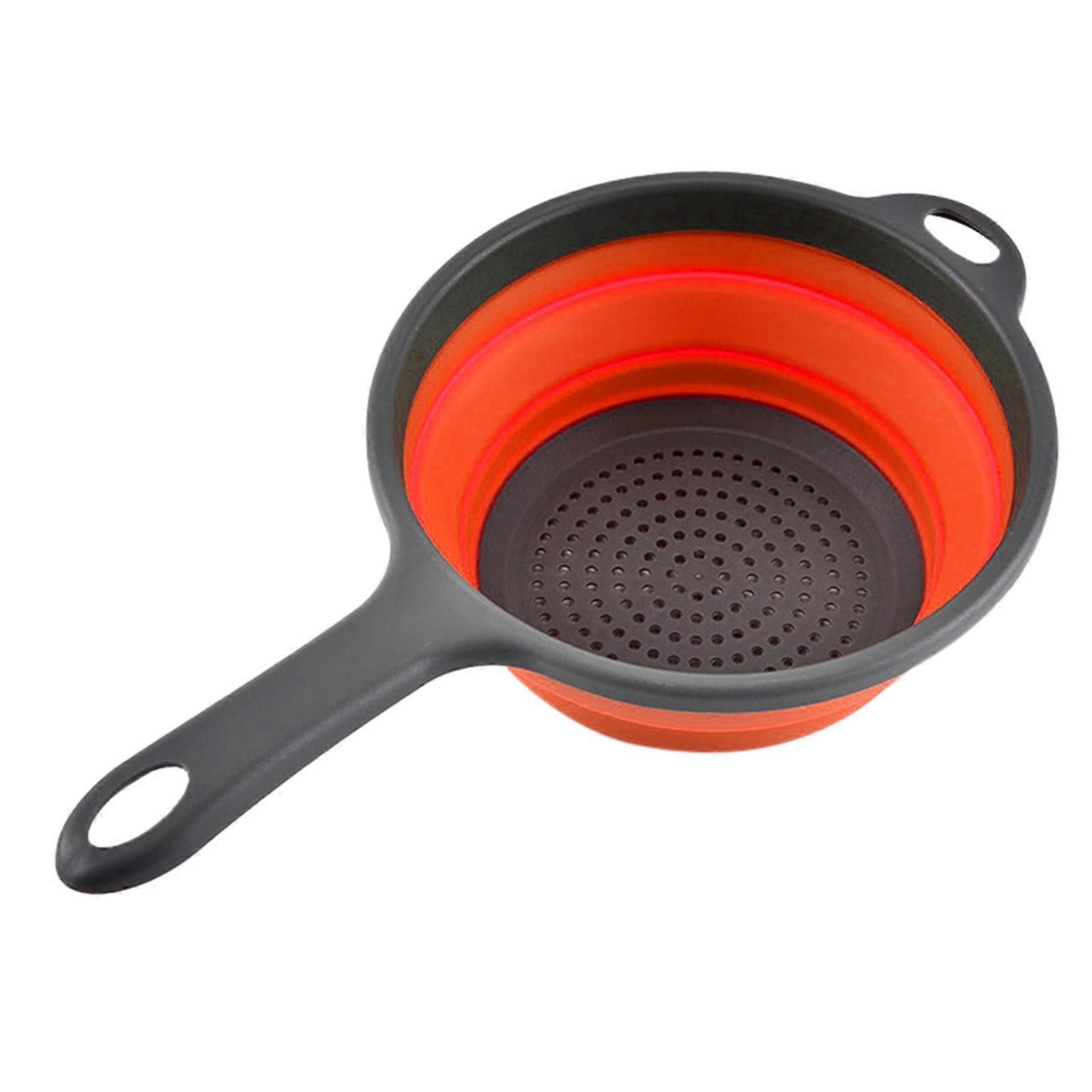 Red Kitchen Drain Basket with Handle - Compatible with standard sinks, ideal for washing fruits & vegetables. 1PC filter plate.