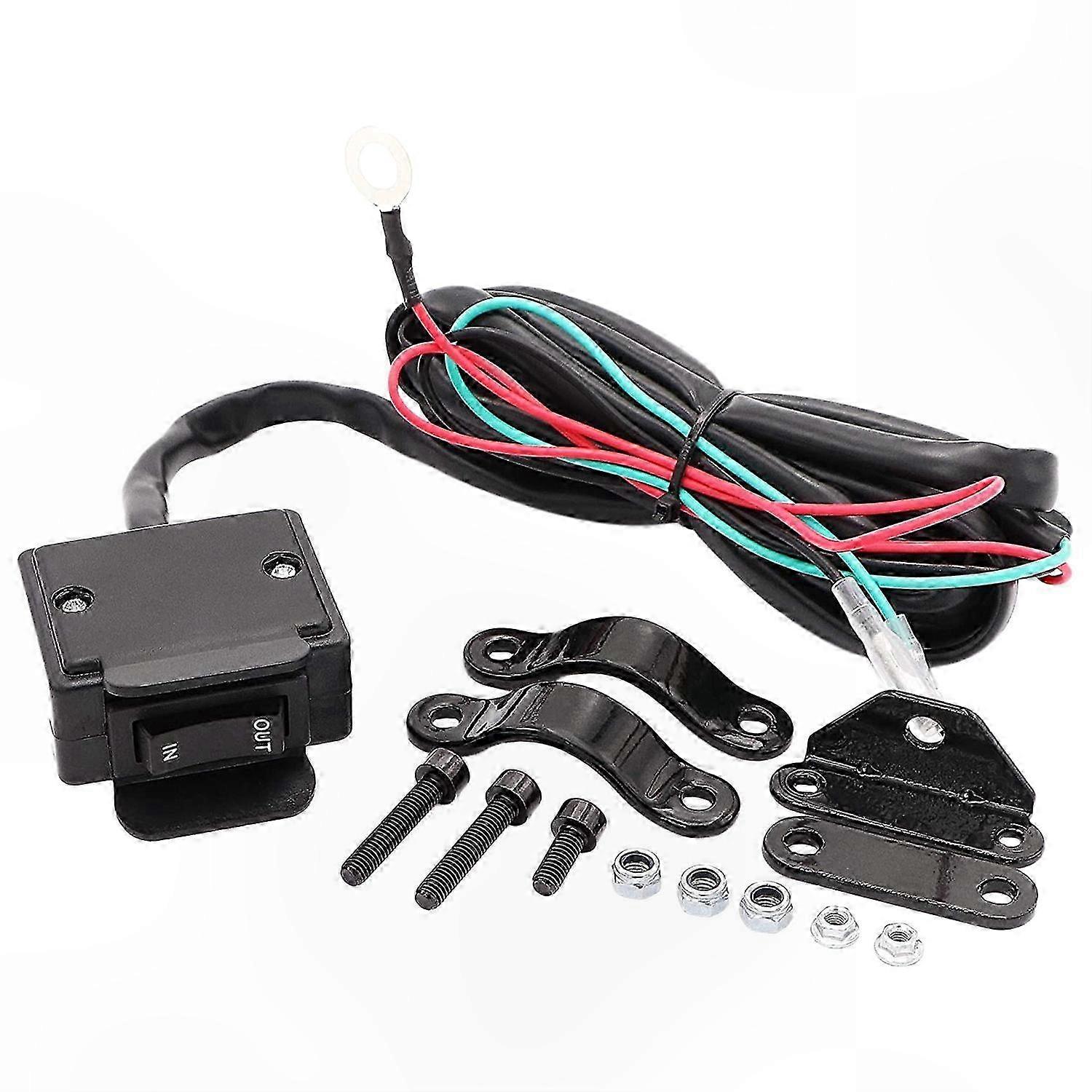 12V ATV Winch Rocker Switch with Handlebar Control Line Kit for ATV/UTV