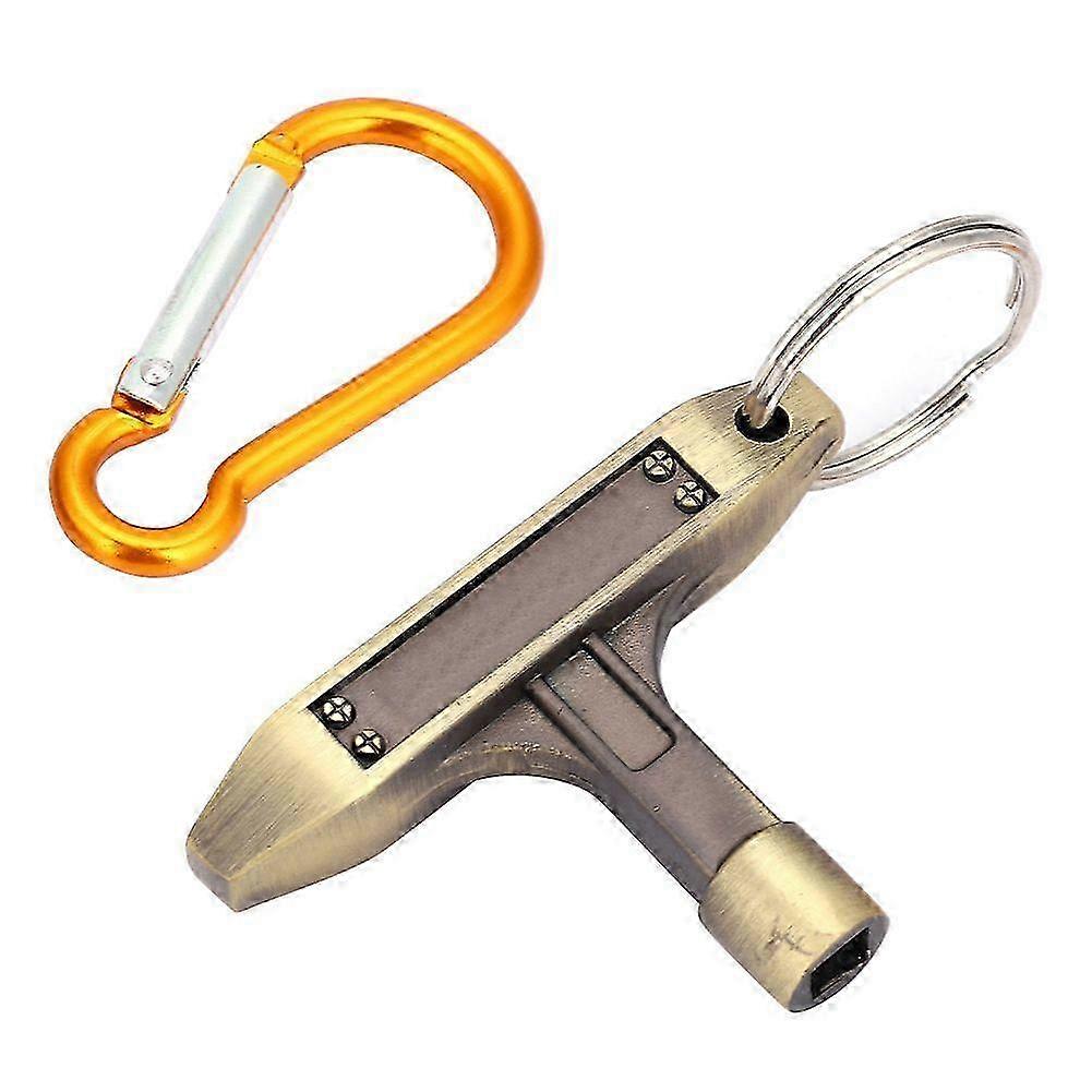 Portable Bronze Drum Skin Tuning Key Square Socket with Keyring & Buckle