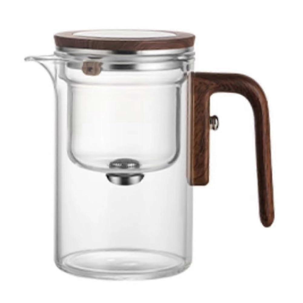 Water Separation Inner Container Teapot Glass Teapot With Filtration OneClick Magnetic Switch 1000ml Wood Handle