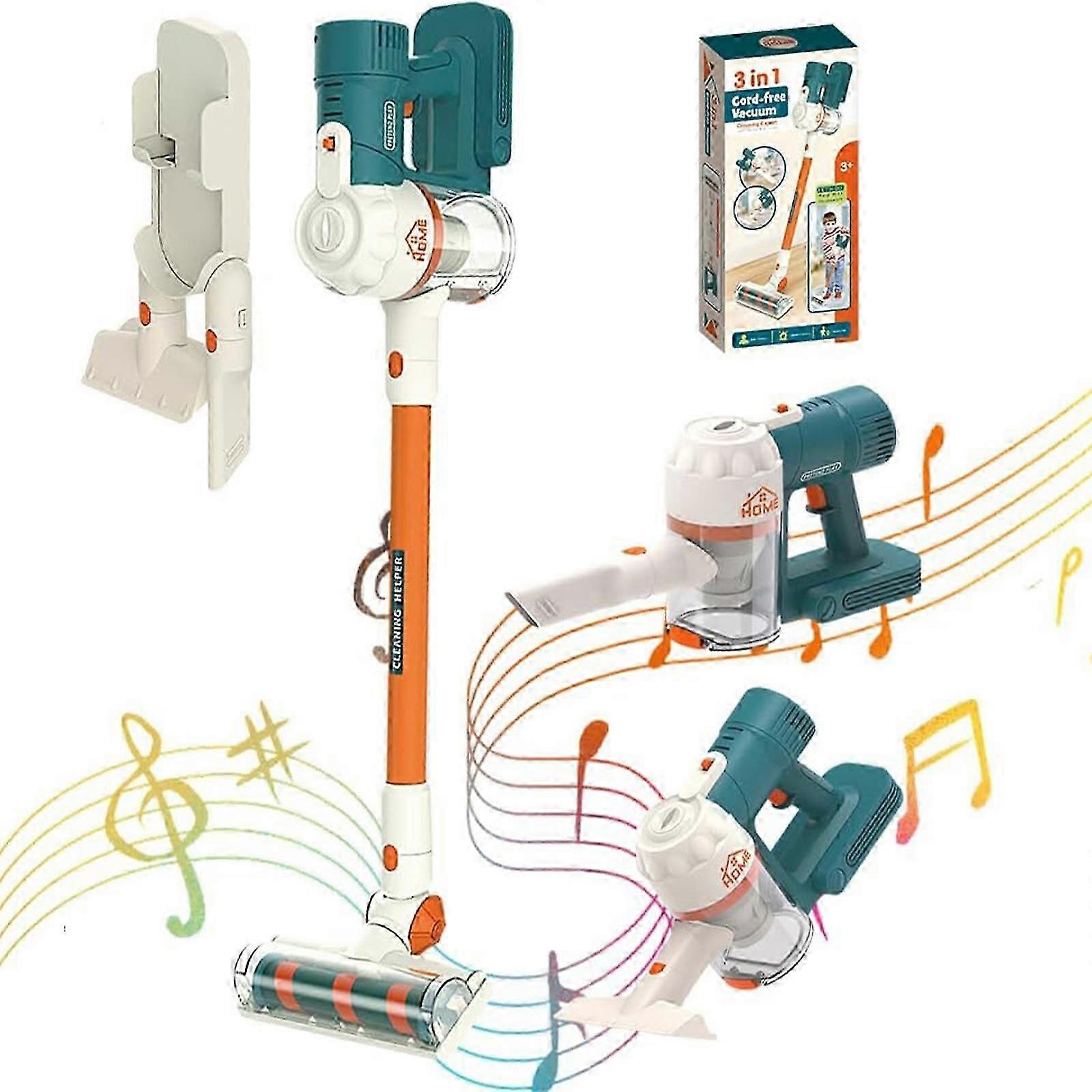 3-in-1本当に機能する子供掃除機、子供の掃除玩具セット、幼児のおもちゃの掃除機セット、楽しい子供の作業玩具掃除機