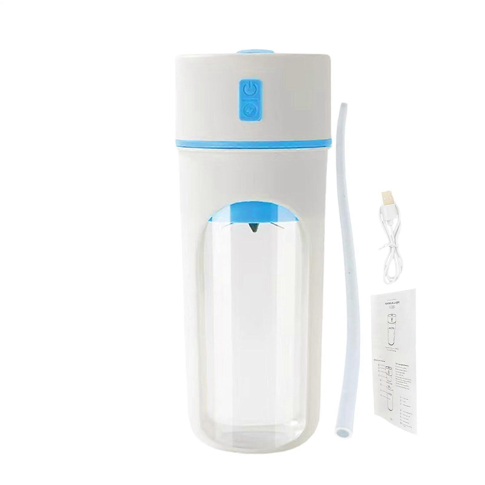 Portable Rechargeable Blender Bottle 480ml with Straw for Smoothies, Sports, Travel, Camping – Sky Blue