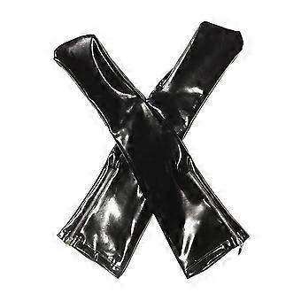 Faux Latex Dij Hoge Beenbeschermers met Rits Open Elastische Panty Overknee Sokken Glanzende Afwerking Kousen voor Lingerie XL