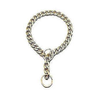 Kettenhalsband für Hunde, 55 cm, kubanische Gliederkette für Pitbulls, Würgehalsband, goldfarbenes Metall, Edelstahl, für schwere Hunde, 55 cm breit