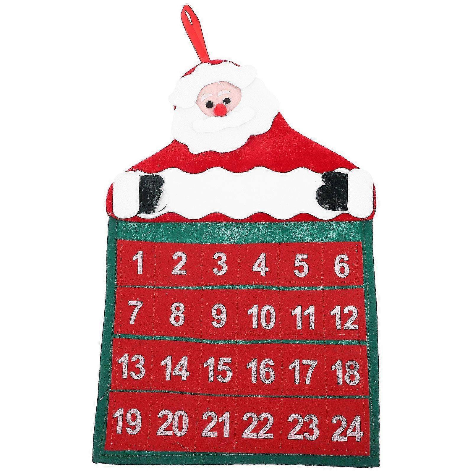Christmas Countdown Decor with Advent Calendar and Red Background
