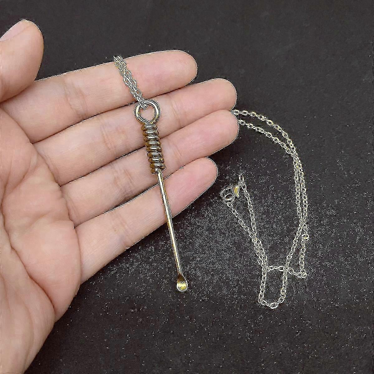 Messinkimetallikaulakoru, minilusikkariipus, minilaite, puhdistustyökaluriipus, vahatyökalukaulakoru - LG