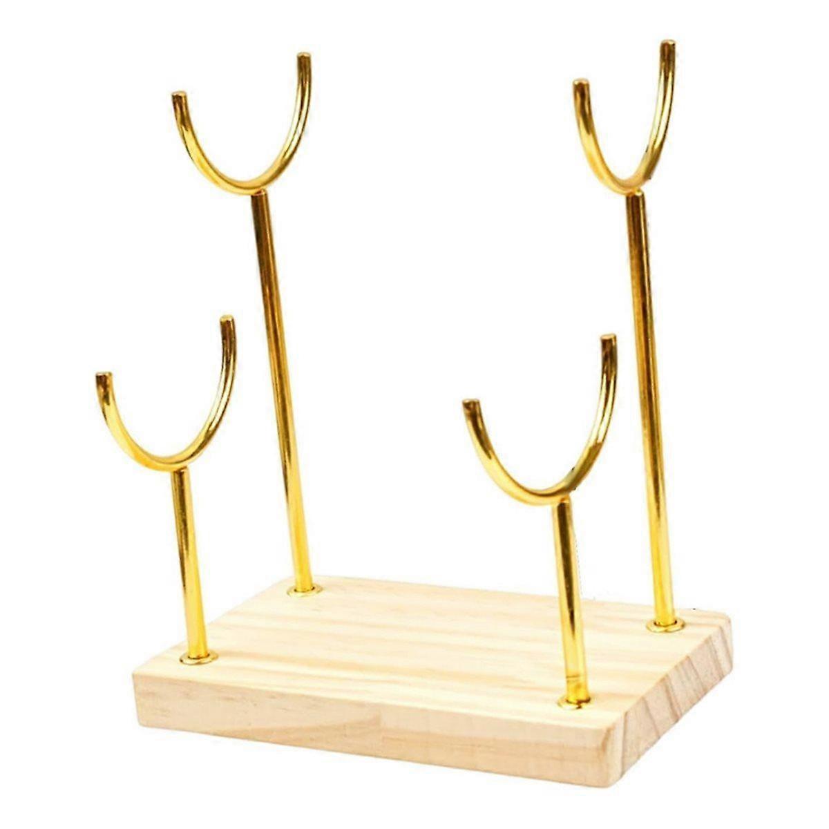 Bracelet Holder Display Jewelry Organizer Double Layer Stand Space Saving Stable Wooden Base