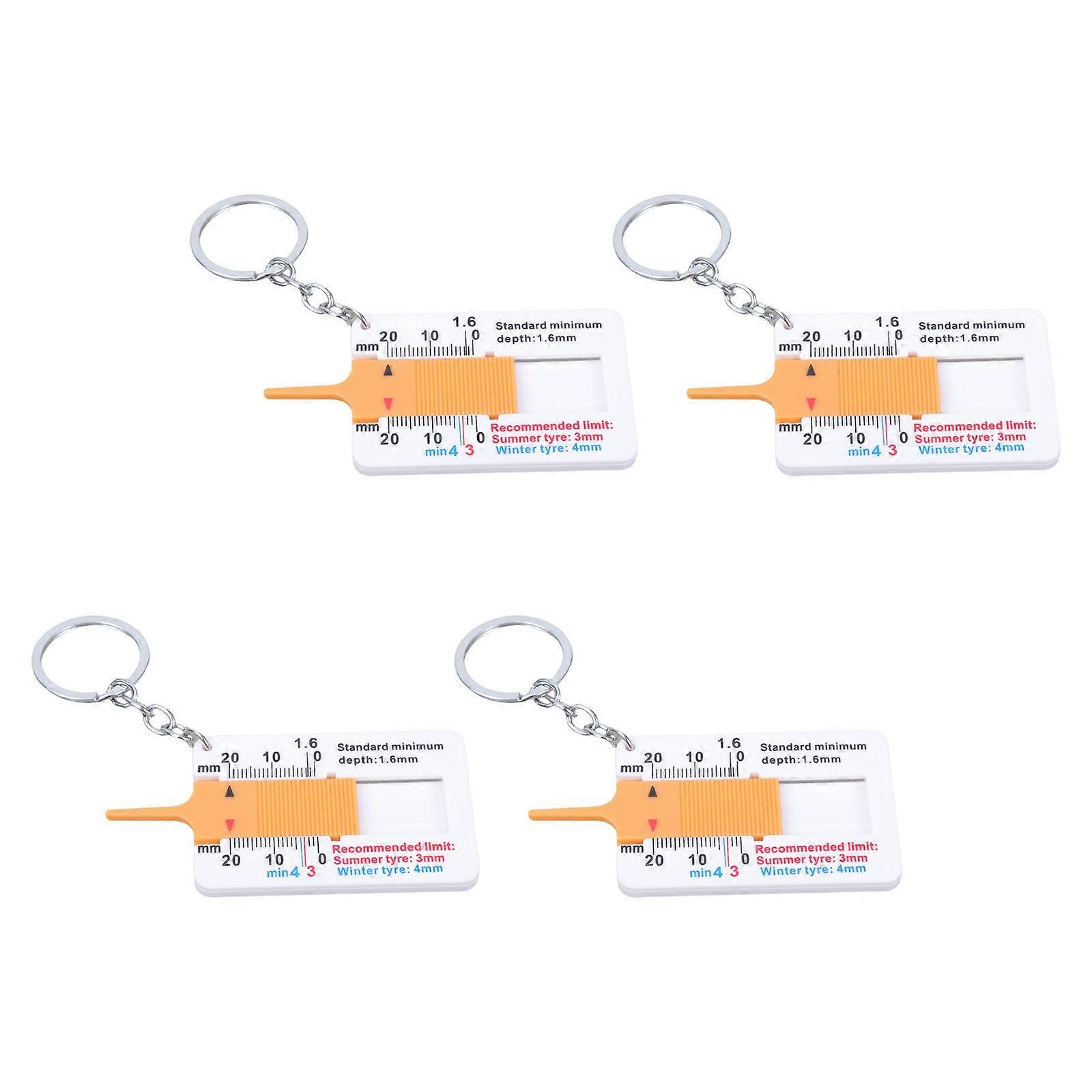 4pcs Small Treading Depth Checker High Seeability Scale Treading Gauges Tool for Quick Tire Inspection on All Vehicle Types  Yellow