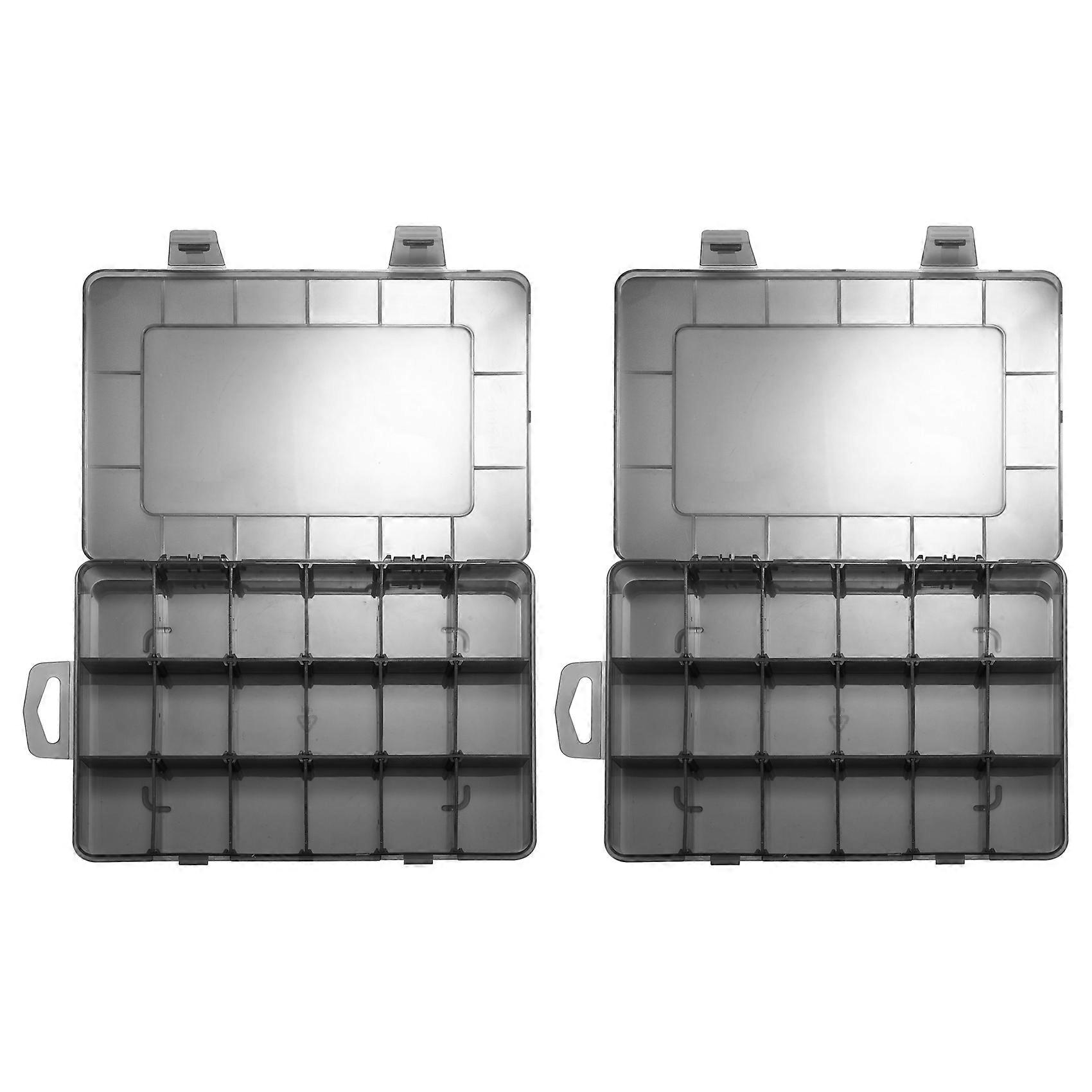 Plastic Stackable Organizer Container with Adjustable Dividers, Plastic Storage Box with 18 Removable Grids Compartments