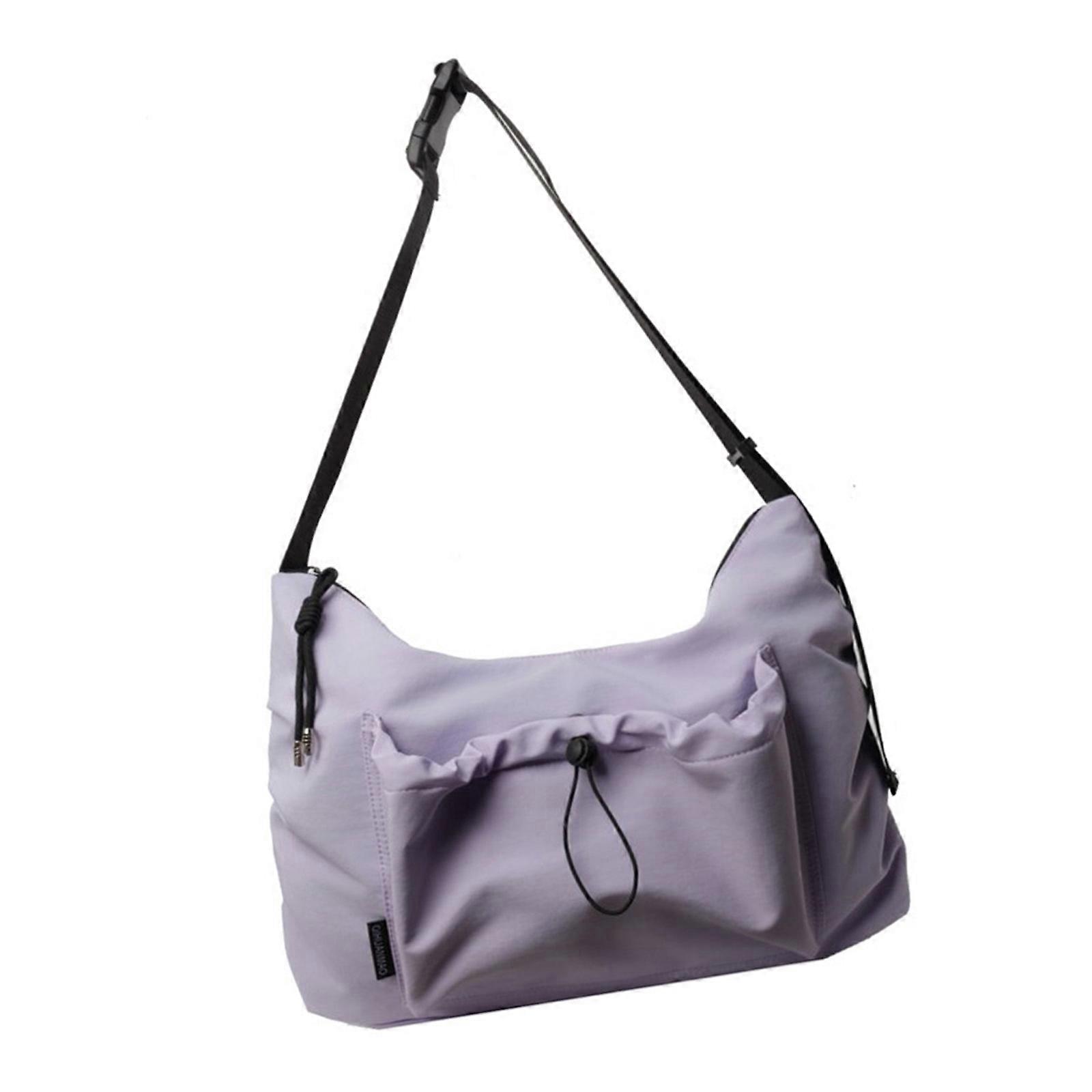 תיק כתף בד לגברים ולנשים, תיק עבודה במשרד עם כיסים מרובים, סגול