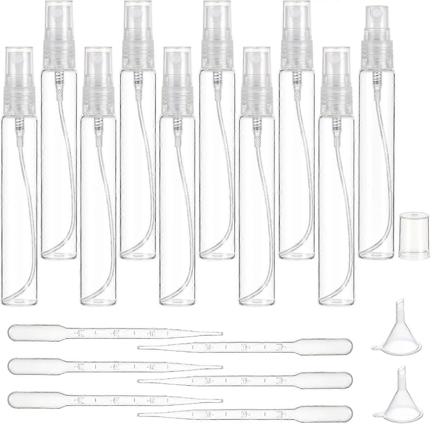 20 Pack 15ml(0.51oz) Clear Glass Perfume Bottle Refillable Portable Fine Mist Spray Bottles with Funnel and Dropper for Essential Oils Perfume and Cos