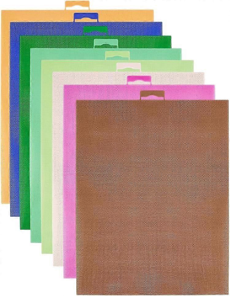 8Pcs 8 Colors Plastic Mesh Canvas 14CT Mesh Plastic Canvas Sheets Mixed Color for Embroidery Crafting Stitching Knit Crochet Yarn Crafting