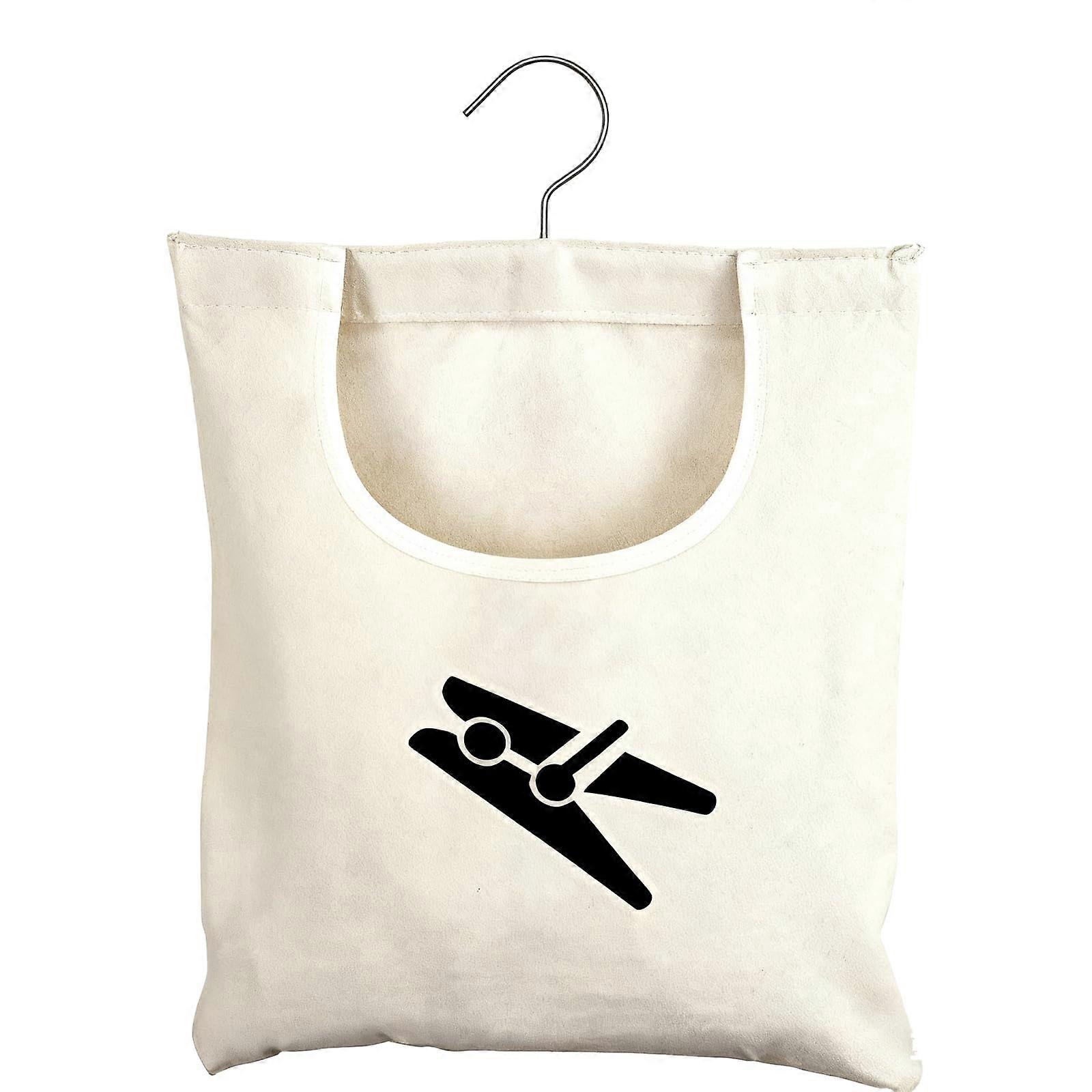 Peg Bag Reusable Canvas 30 x 25 cm For Washing Line And Rotary Airer, Peg Organisation, White