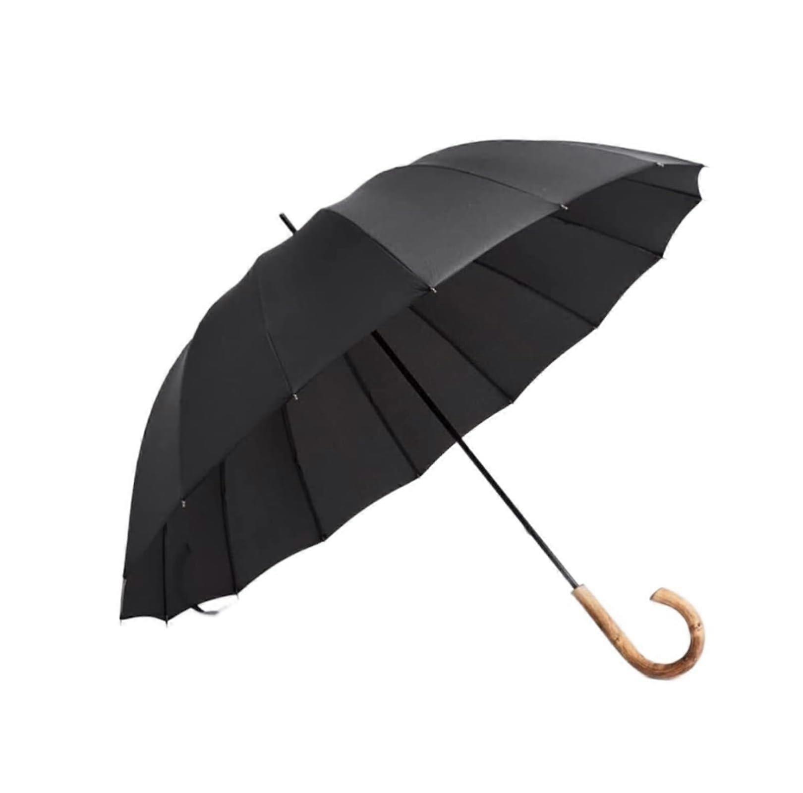 Golf Umbrella 42 Inch Windproof Fiberglass Frame with Solid Wood Hook Handle Fast Drying Canopy