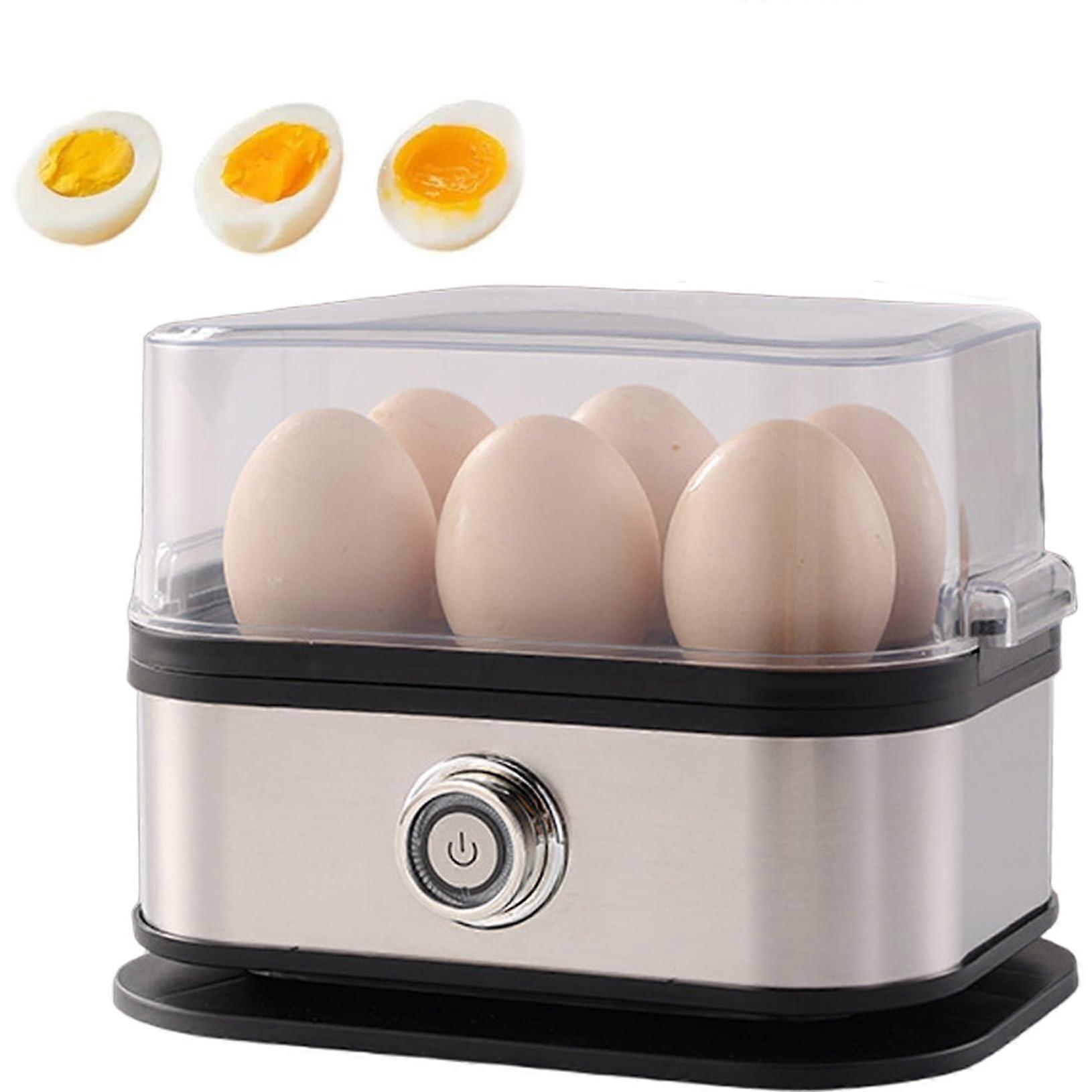 Electric Egg Cooker with Auto Shut Off, 6 Egg Capacity, Fast Boiling and Poaching, Stainless Steel