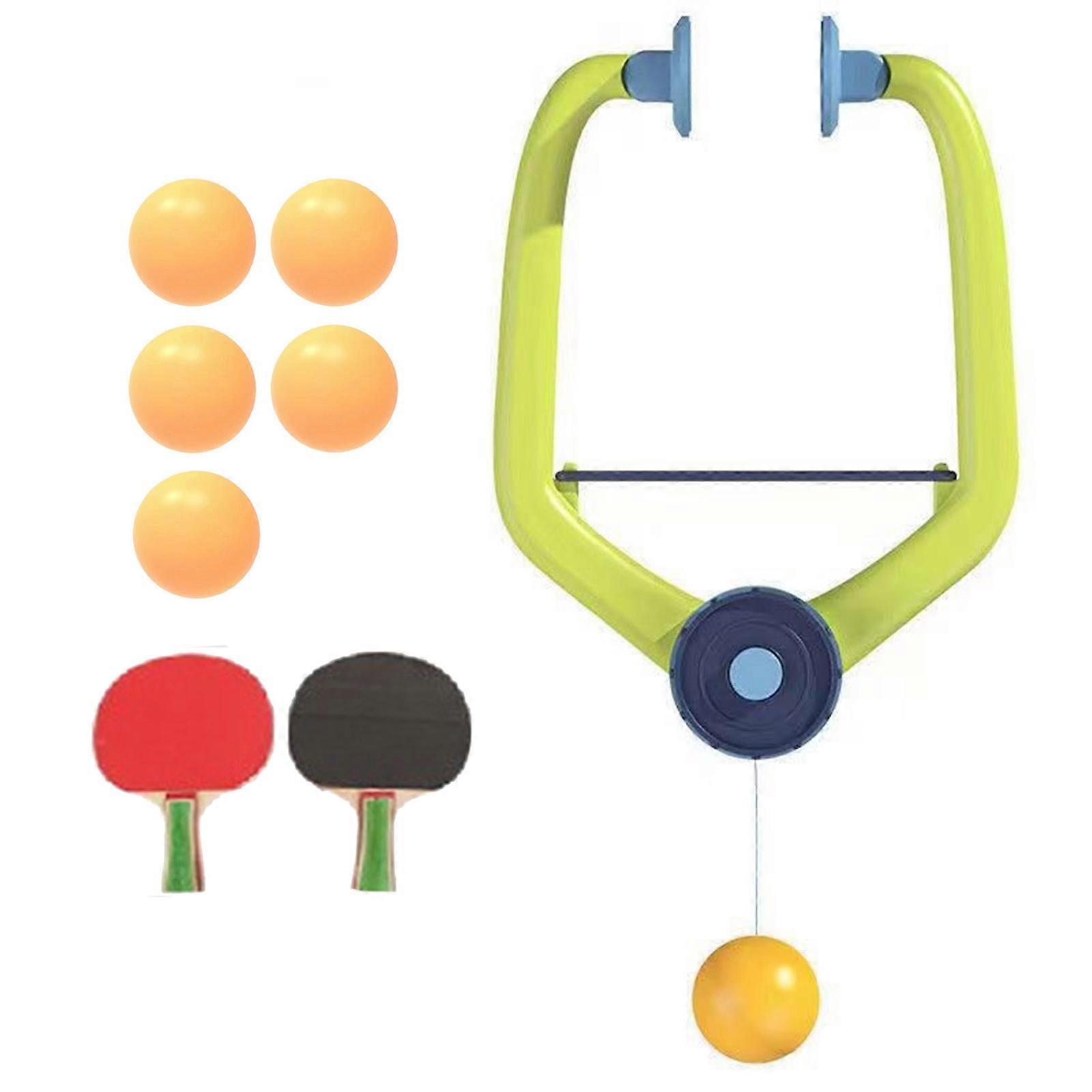 Door PingPong Game Portable Paddles and Balls Exerciser with Racket and Balls Hanging Table Tennis Trainer for Indoor Multicolor