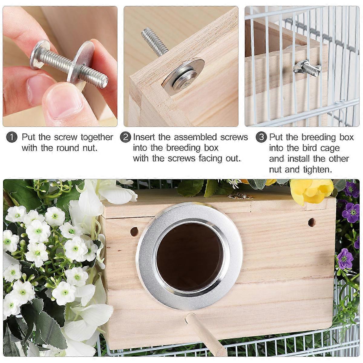 POPETPOP Wooden Wild Bird Nest Box Nesting Feeding Feeder Station House (Small Size)
