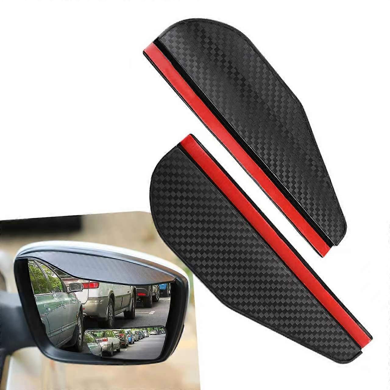 2PCS Car Rearview Mirror Rain Eyebrow Carbon Fiber Waterproof Side Mirror Rain Guard for Universal Fit