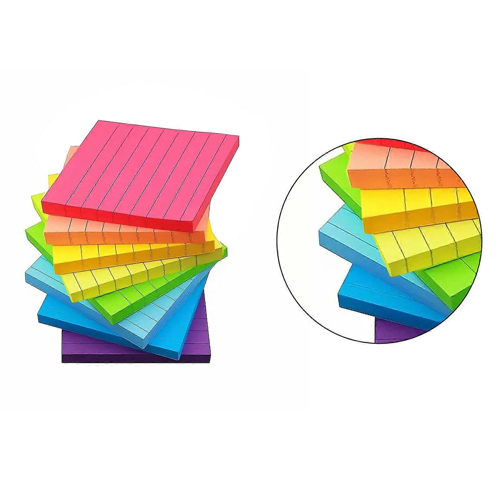 8Pcs Sticky Note Paper Colorful Note Paper Pocket Writing Pad Ashesive Memo Pad Lined/Blank Note Paper 50 Sheets/Pad Multicolor