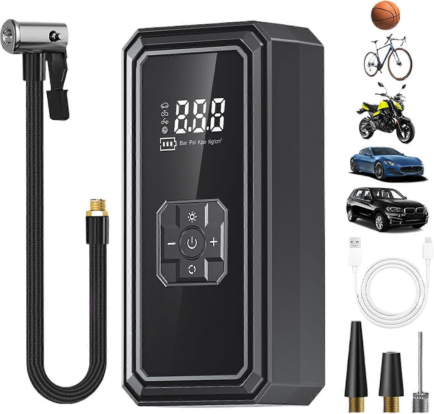 Cordless Tyre Inflator Air Compressor, Portable Electric Car Tire Air Pump with LED Light