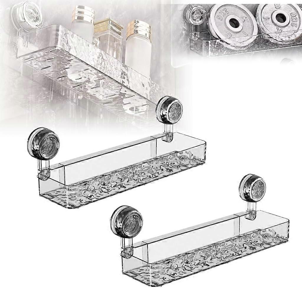 Suction Cup Shower Caddy NoDrill Bathroom Shelf Removable Wall Storage Rack for Kitchen and Bath 2PCS