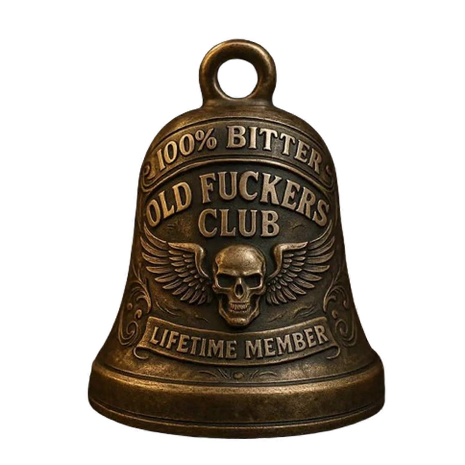 Vintage Distressed Funny Motorcycle Guardian Bell Keychain Good Luck Charm for Riders