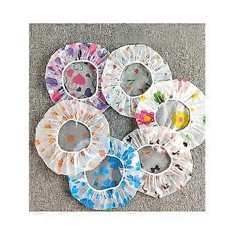 6pcs Adjcomtable printed shower cap, high quality, recomable, with elastic band, suitable for women's spa salons