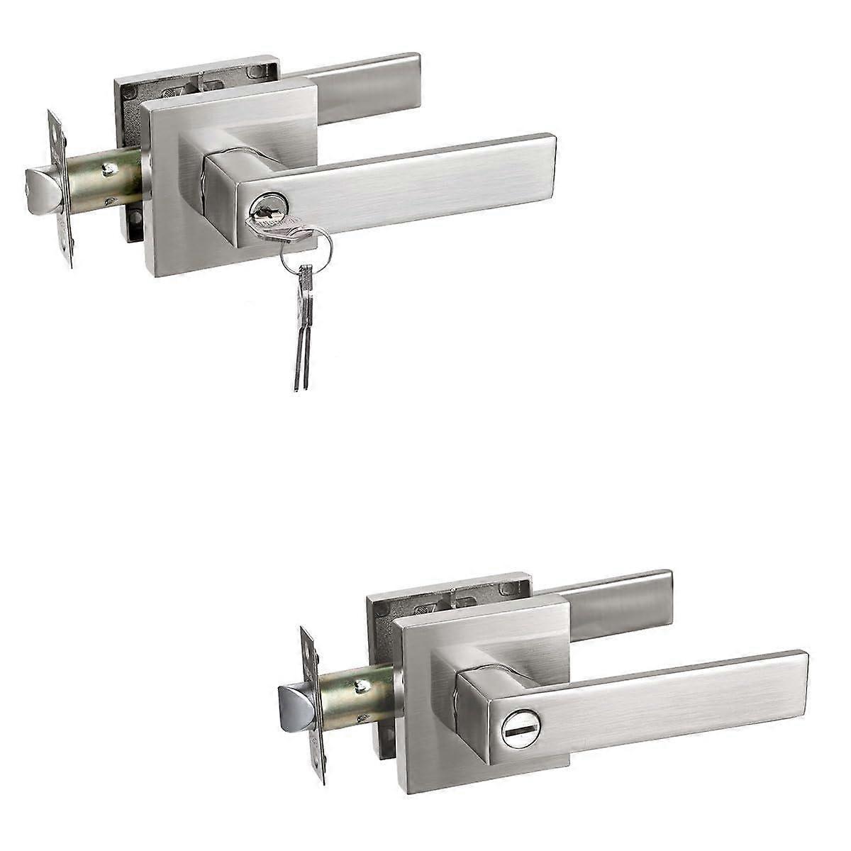 Door Lever Lock with Keyed Security and Privacy Thumbturn, Reversible Handle for Interior Doors