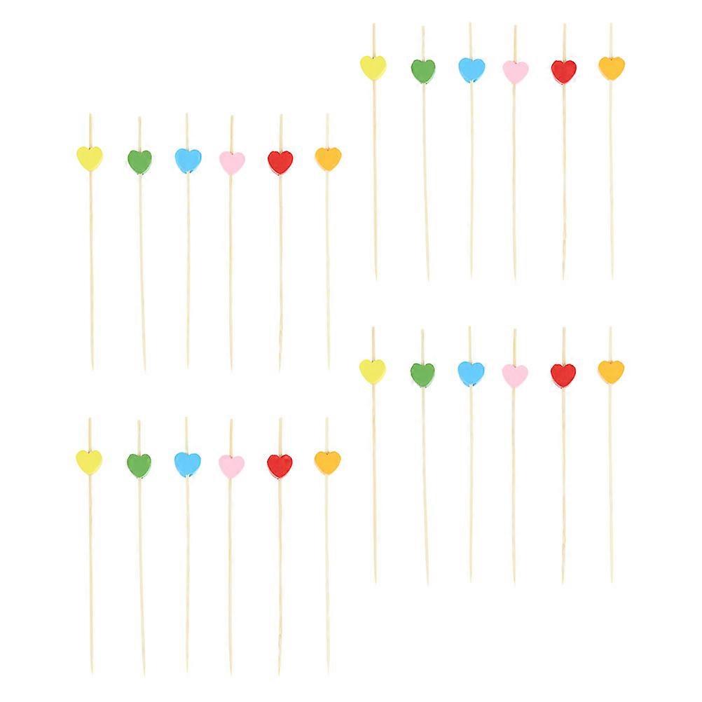 200Pcs Heart Toothpicks Fruit Assorted Color Ideal For Home Use Tools For Supplies