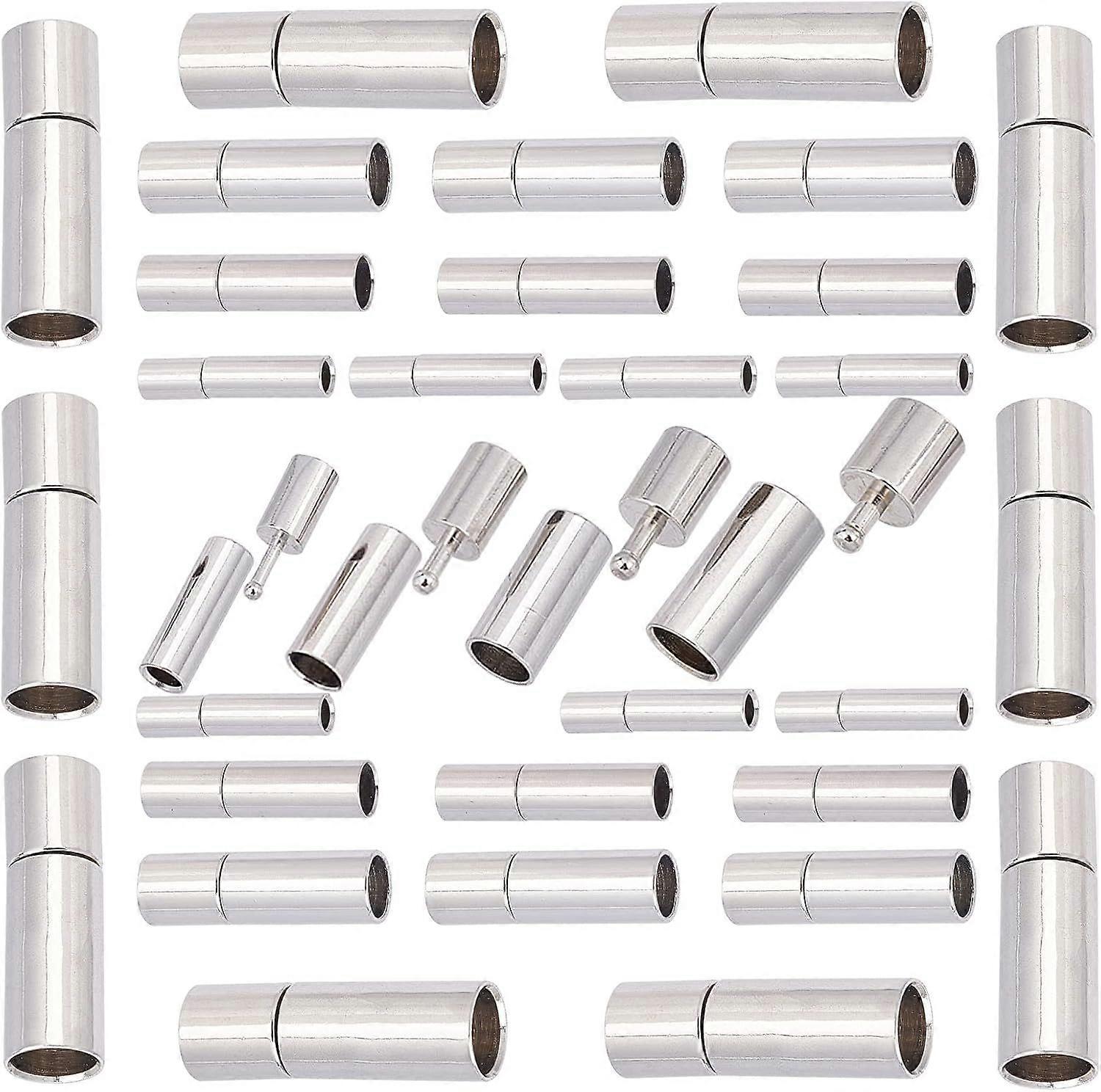 40 Sets 4 Size Brass Bayonet Clasps Column Push Clasps Buckle Mating Connectors Cord End Clasps Bayonet Clasps Connectors for Bracelets Necklaces Buck