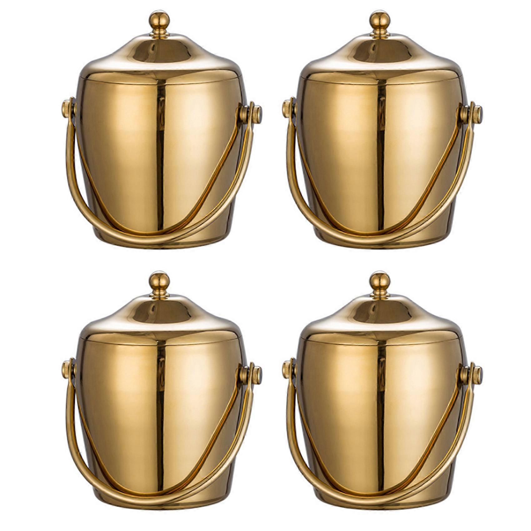 4X KTV Bar Utensils Ice Bucket, Creative Double Layers Stainless Steel Ice Bucket,Champagne Bucket, Wine Beer Ice Bucket