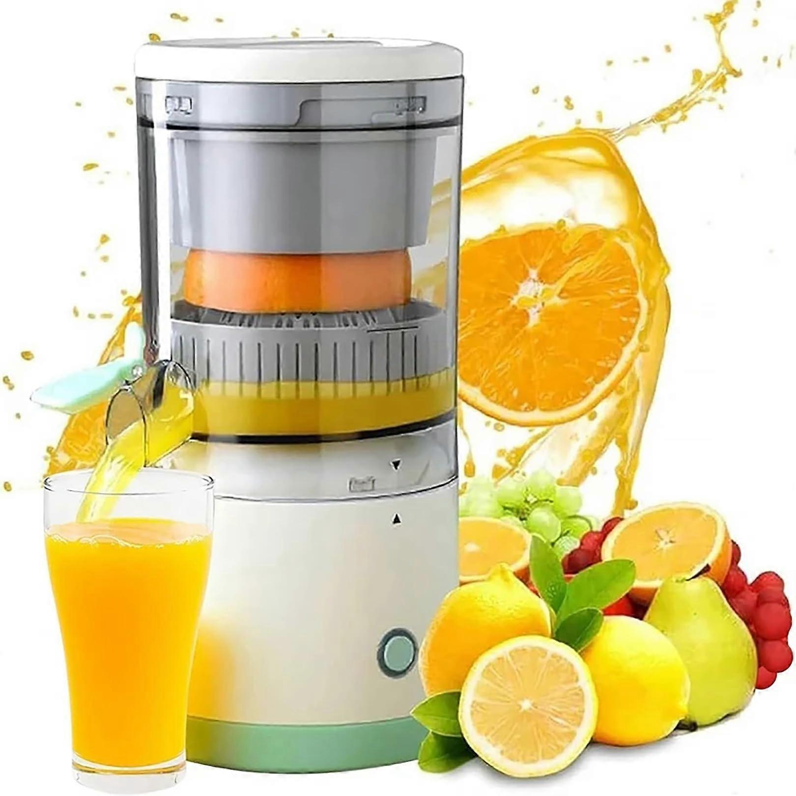 USB Citrus Juicer with Quick OneButton Operation, Adjustable Pulp Control, Dual Cone Sizes, Rechargeable
