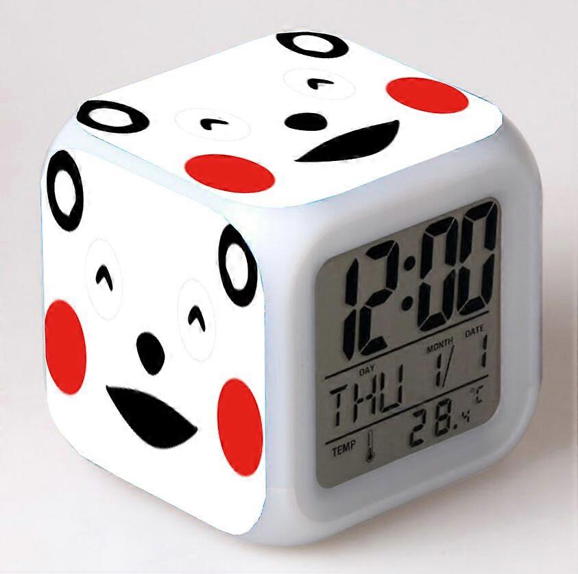Kumamon Color-Changing Seven-Color Alarm Clock Square Clock Creative Alarm Clock