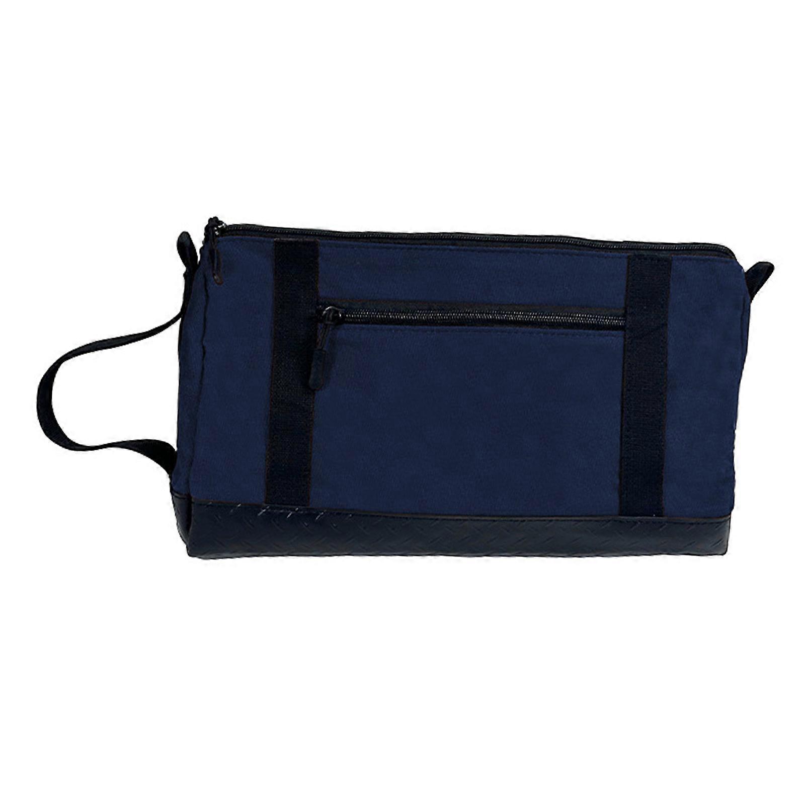 Waterproof And Tear Resistant Utility Bag Waxed Canvas Zippered Pouch Reinforced Bottom Suitable For DIY Projects  Navy Blue