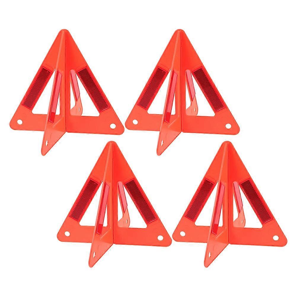 Reflective Safety Triangle for Vehicles Made of Plastic Red Color Lightweight and Portable 4pcs