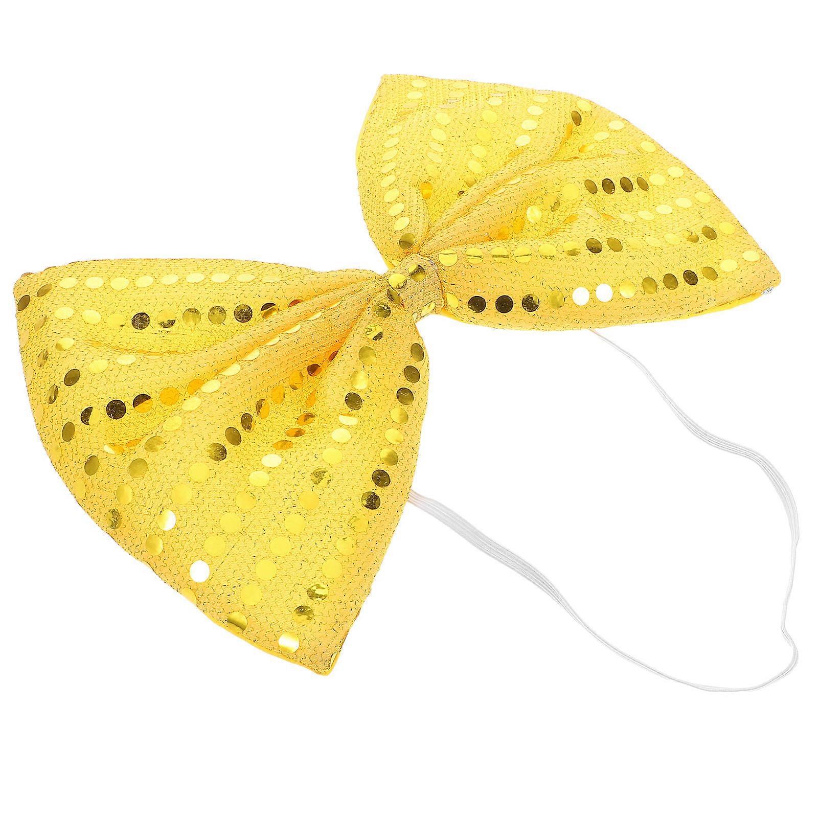 Sparkly Sequin Bow Tie for Stage Use 1 Piece Golden Large Bow