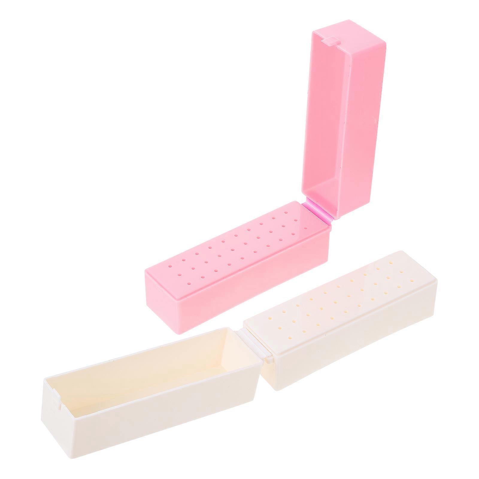 Grinding Head Storage Box for Manicure Salon with 2Pcs Durable White Storage Case