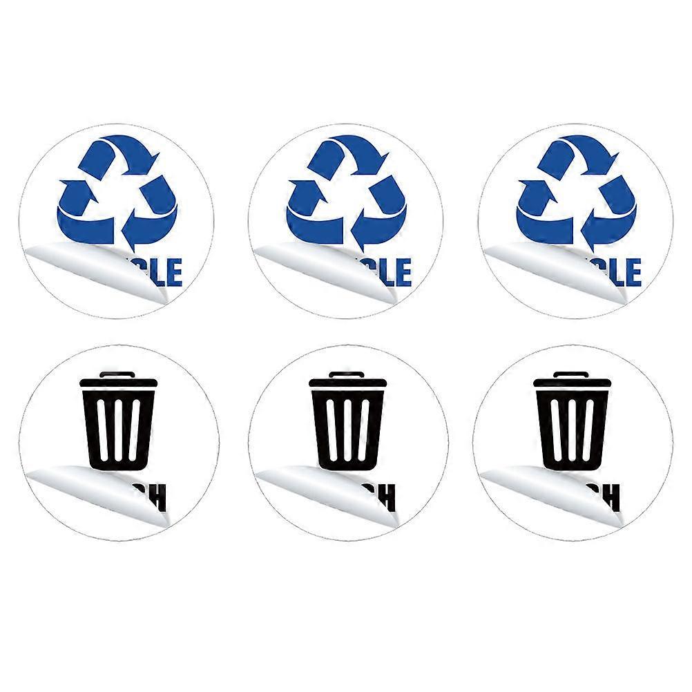 Trash Sorting Label Sticker White PVC for Outdoor 6Pcs Pack